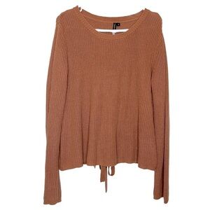 Moon & Madison Dark Mauve Back Crisscross Tie Ribbed Knit Sweater